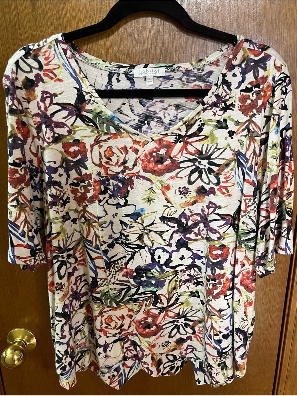 Habitat Floral V-Neck Women’s Top — Multi-Color